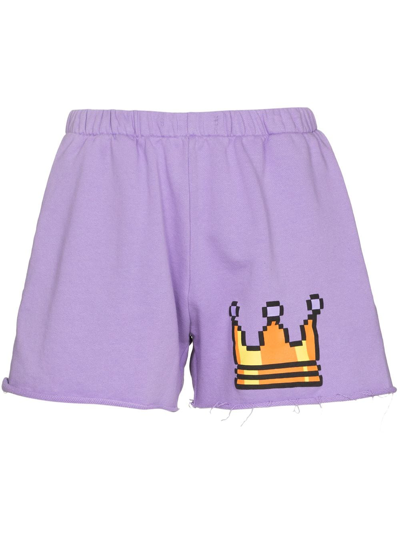 Natasha Zinko Pixel-print Track Shorts In Purple