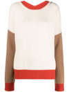 Marni Open-back Color-block Cashmere Sweater In Neutrals