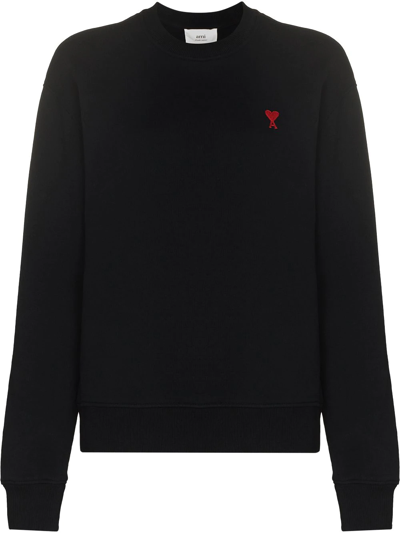 Ami Alexandre Mattiussi Ami Logo Embroidered Crewneck Sweatshirt In Blue