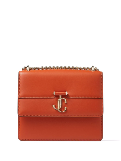 Jimmy Choo Small Leather Varenne Quad Shoulder Bag In Orange