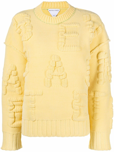 Bottega Veneta Yellow Alphabet Chenille Sweater In Zest Wash