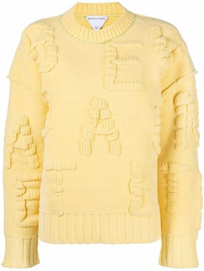 Bottega Veneta Yellow Alphabet Chenille Jumper In Zest Wash