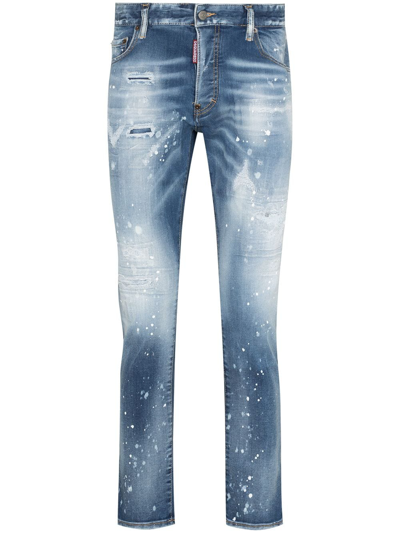 Dsquared2 Skater Spray Effect Jeans In Blue