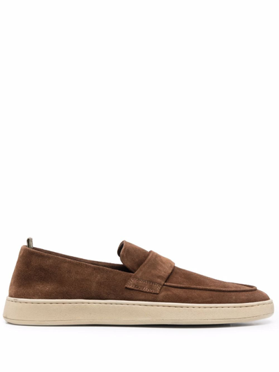 Officine Creative Suede Slip-on Loafers In Brown