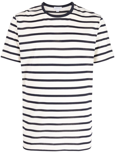 Sunspel Striped Cotton-jersey T-shirt In Blue