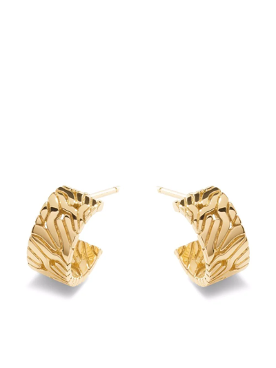 John Hardy 18k Yellow Gold Classic Chain Patterned Huggie Hoop Earrings