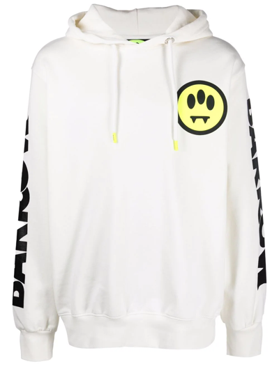 Barrow Unisex White Hoodie With Screen Printing On Front And Sleeves