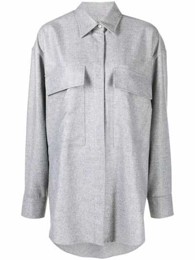 Amiri Oversized Cashmere Workwear Shirt In Grey