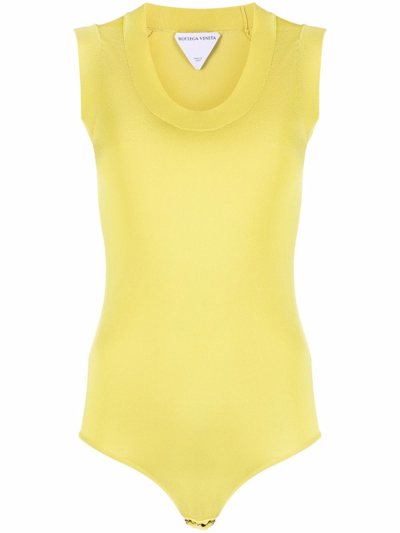 Bottega Veneta Fluid Light Weight Jersey Bodysuit In Yellow