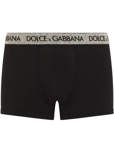 Dolce & Gabbana Logo Waistband Boxer Briefs In Black