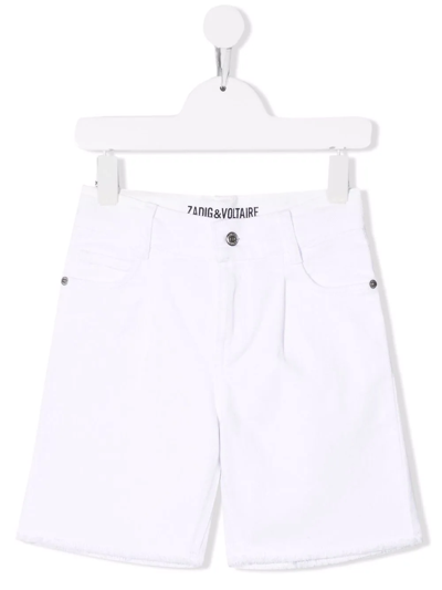 Zadig & Voltaire Kids' Mid-rise Cotton Shorts In White