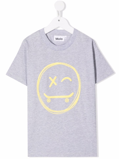 Molo Kids' Roxo Graphic Print T-shirt In Grey