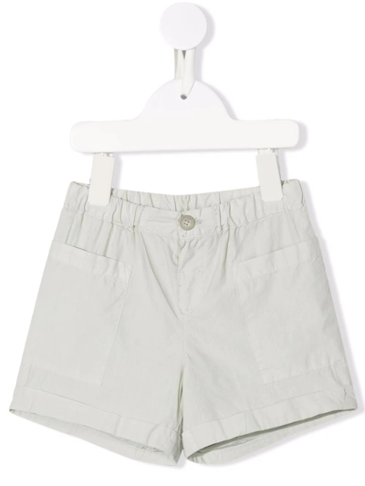Bonpoint Babies' Elasticated Patch-pocket Cotton Shorts In Grey