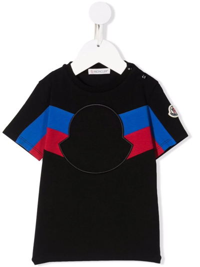 Moncler Babies' 拼色logo T恤 In Black