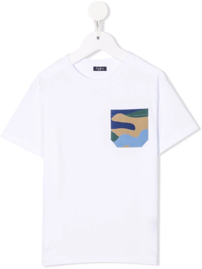 Il Gufo Kids' Camo-print Pocket T-shirt In White