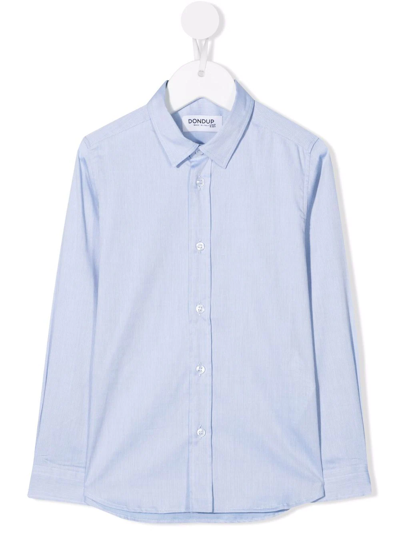 Dondup Kids' Button-down Fitted Shirt In Blue