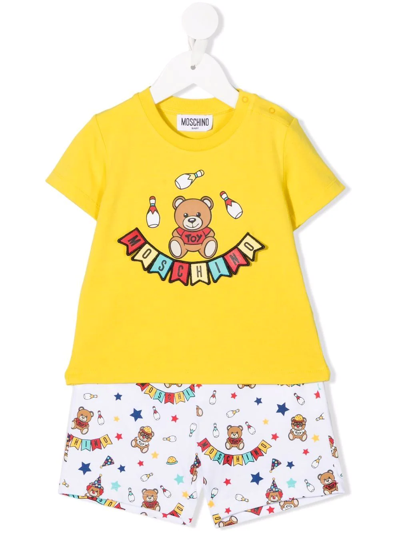 Moschino Babies' Two-piece Pyjama Set In Yellow