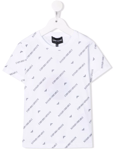 Emporio Armani Kids' Logo-print Short-sleeve T-shirt In White