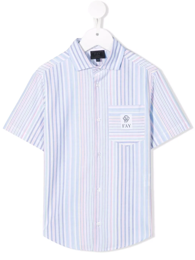 Fay Teen Pastel-stripe Shirt In Bianco-multicolor
