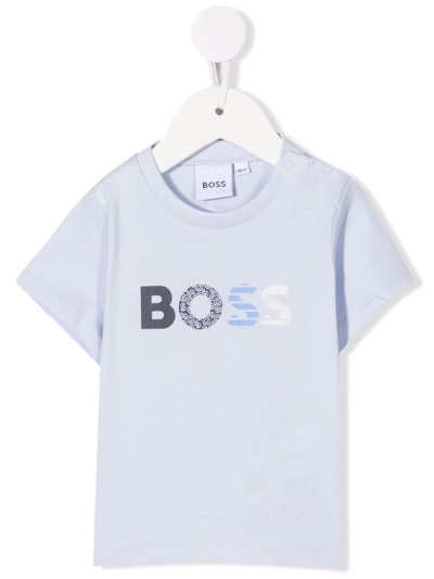 Bosswear Babies' Logo-print Cotton T-shirt In Blue