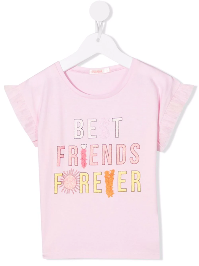 Billieblush Babies' Slogan-print Cotton T-shirt In Pink