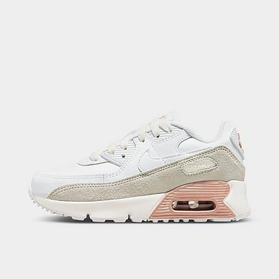 Nike Little Kids' Air Max 90 Casual Shoes In White/summit White/metallic Red Bronze/white