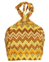 S/w/f Printed Cotton Halter Crop Top In Yellow