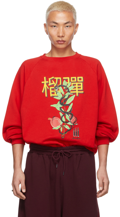 Lu'u Dan Ssense Exclusive Red Twisted Snake Sweatshirt In Red Plus Print