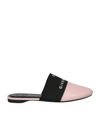 Givenchy 4g Flat Mules In Blush Pink And Black Box Leather In Pink