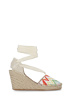 Missoni White 95 Zigzag Wedge Espadrilles In Red
