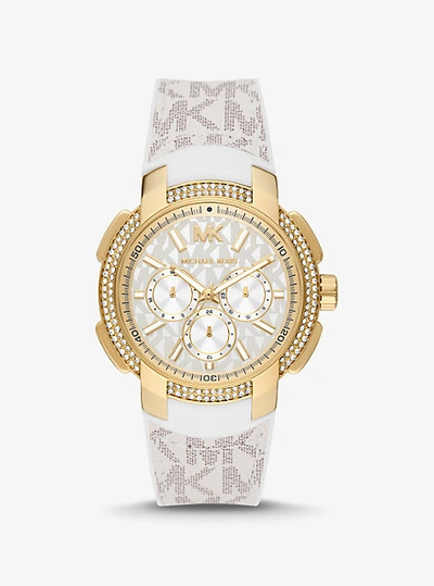 Michael Kors Oversized Sydney Pavé Gold-tone And Logo Watch In Natural