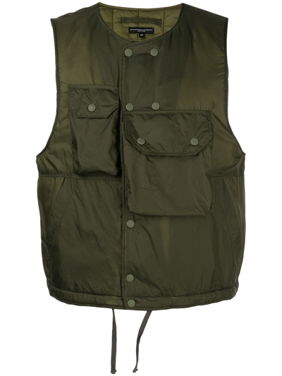 Engineered Garments Cover Vest Olive Flight Satin In Grün
