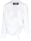 Jacquemus La Chemise Bahia Knotted Cotton Shirt In White