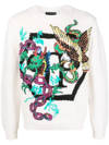 Philipp Plein Patterned Intarsia-knit Jumper In White