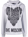LOVE MOSCHINO LACE HEART PRINTED HOODIE