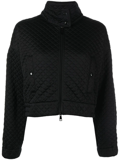 Moncler Diamond Quilted Jersey Jacket In Black