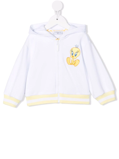 Monnalisa Babies' Embroidered-cartoon Hooded Jacket In White