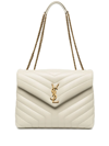 Saint Laurent Medium Loulou Quilted Shoulder Bag In Weiss