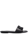 Twinset Slide Sandals In Smooth Leather In Black