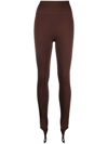 Andreädamo Brown Ribbed Open Toe Leggings In Brown