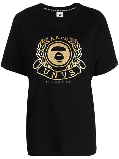 Aape By A Bathing Ape Logo-print Short-sleeved T-shirt In Schwarz