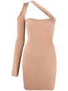 Andreädamo Andreadamo Ribbed-knit Asymmetrical Mono Shoulder Dress In Multi