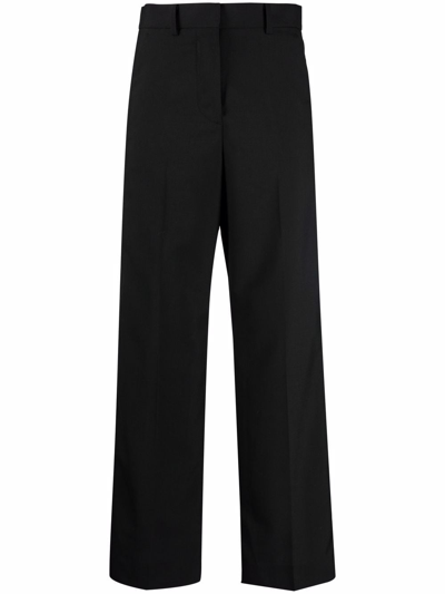 Sacai Side-stripe Straight-leg Trousers In Black