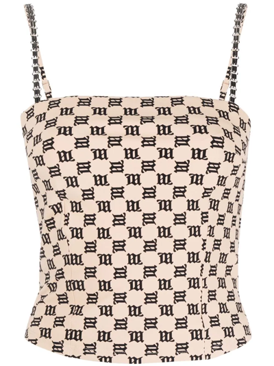 Misbhv Monogram-print Cropped Tank Top In Multi