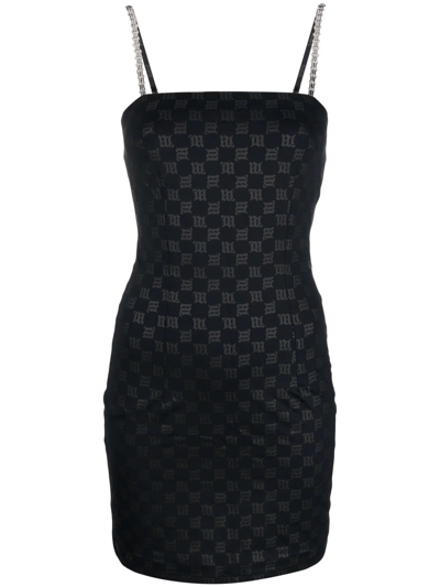 Misbhv Monogram-print Minidress In Schwarz