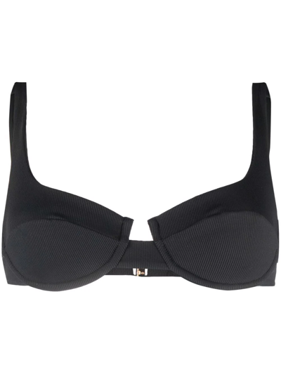 Melissa Odabash Montreal Ribbed Bikini Top In Schwarz