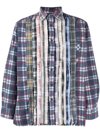 Needles Ribbon Patchwork Flannel Shirt In Blau
