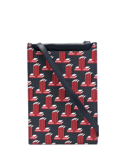Lanvin Graphic-print Leather Phone Pouch In Blue