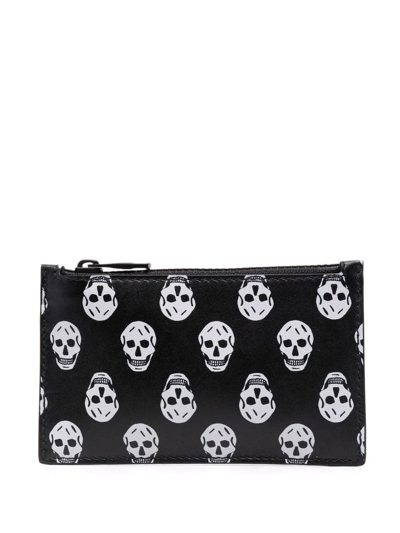 Alexander Mcqueen Skull-print Zipped Wallet In Black