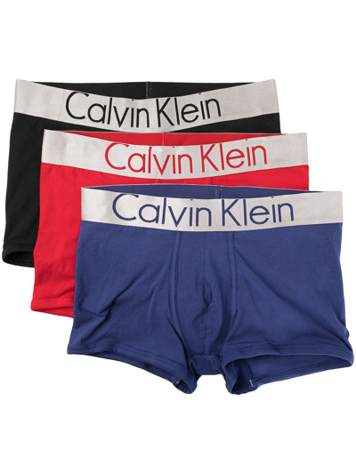 Calvin Klein Underwear Steel Trunk Boxer Shorts 3 Pack In Red